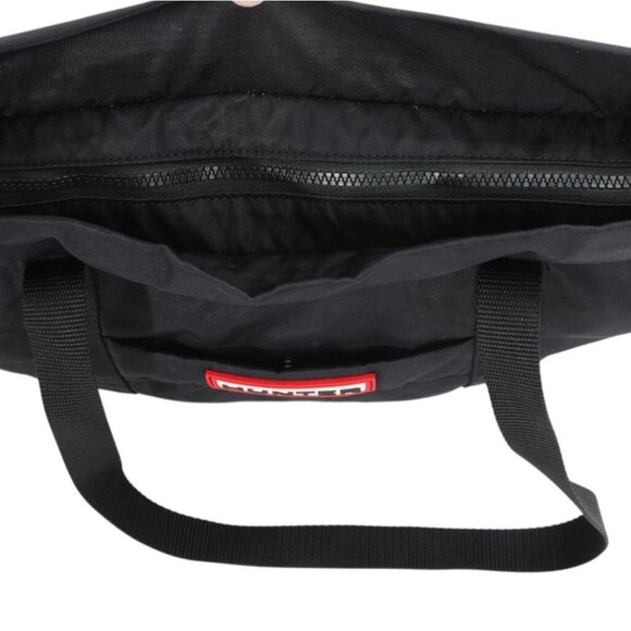 Hunter Original Black Nylon Large Tote Bag Logo Zip Top Waterproof Shoulder - Picture 5 of 10